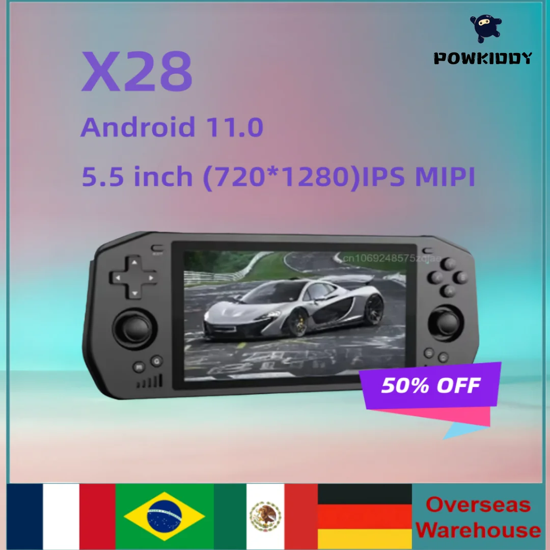 

Powkiddy X28 Retro Handheld Video Game Console Supports HD TV Output PSP PS2 Game Consoles Android11 5.5 Inch Touch Screen Gifts