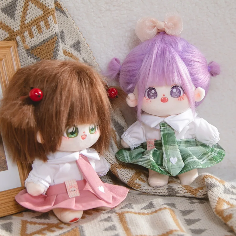 

Pleated Skirt 20cm Cotton Doll Clothes Dress Lolita Cotton Doll's Clothes Bow Hair Clip Outfit Plush Doll Clothes
