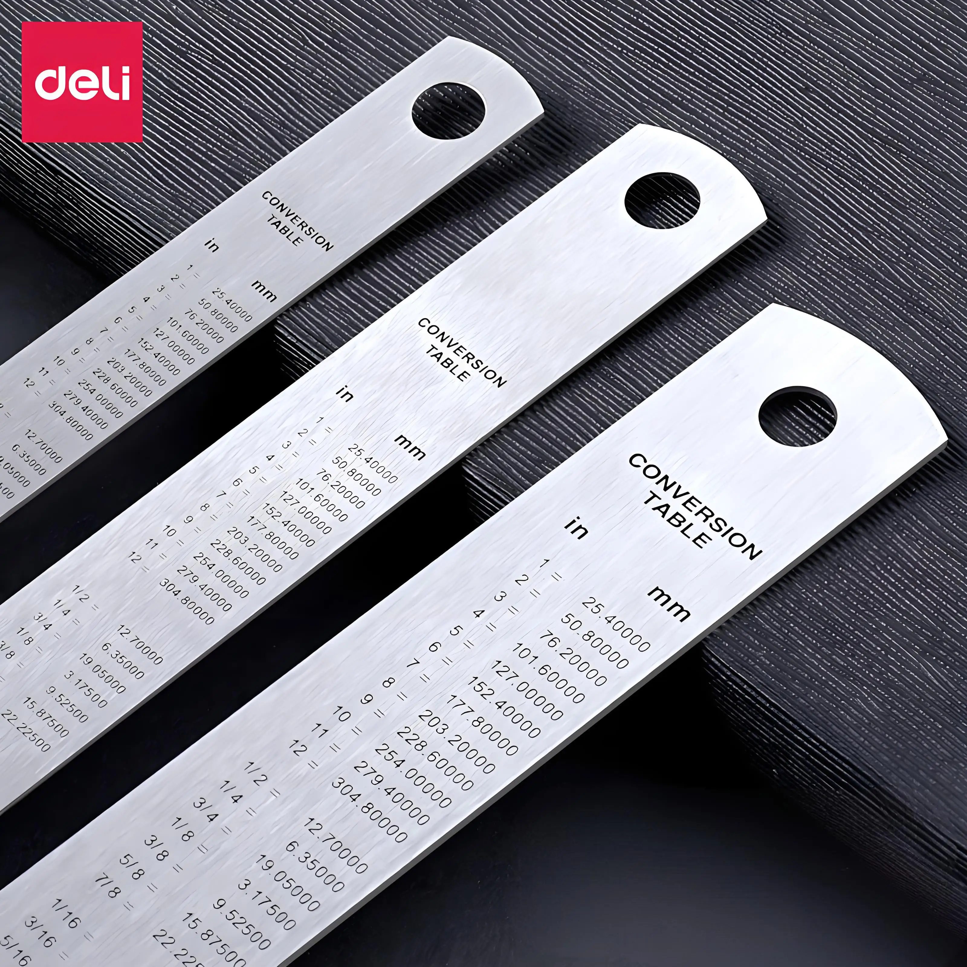 DELI Régua de metal Precison Clear Marking Craft Ferramenta de medida de rascunho para trabalho em madeira