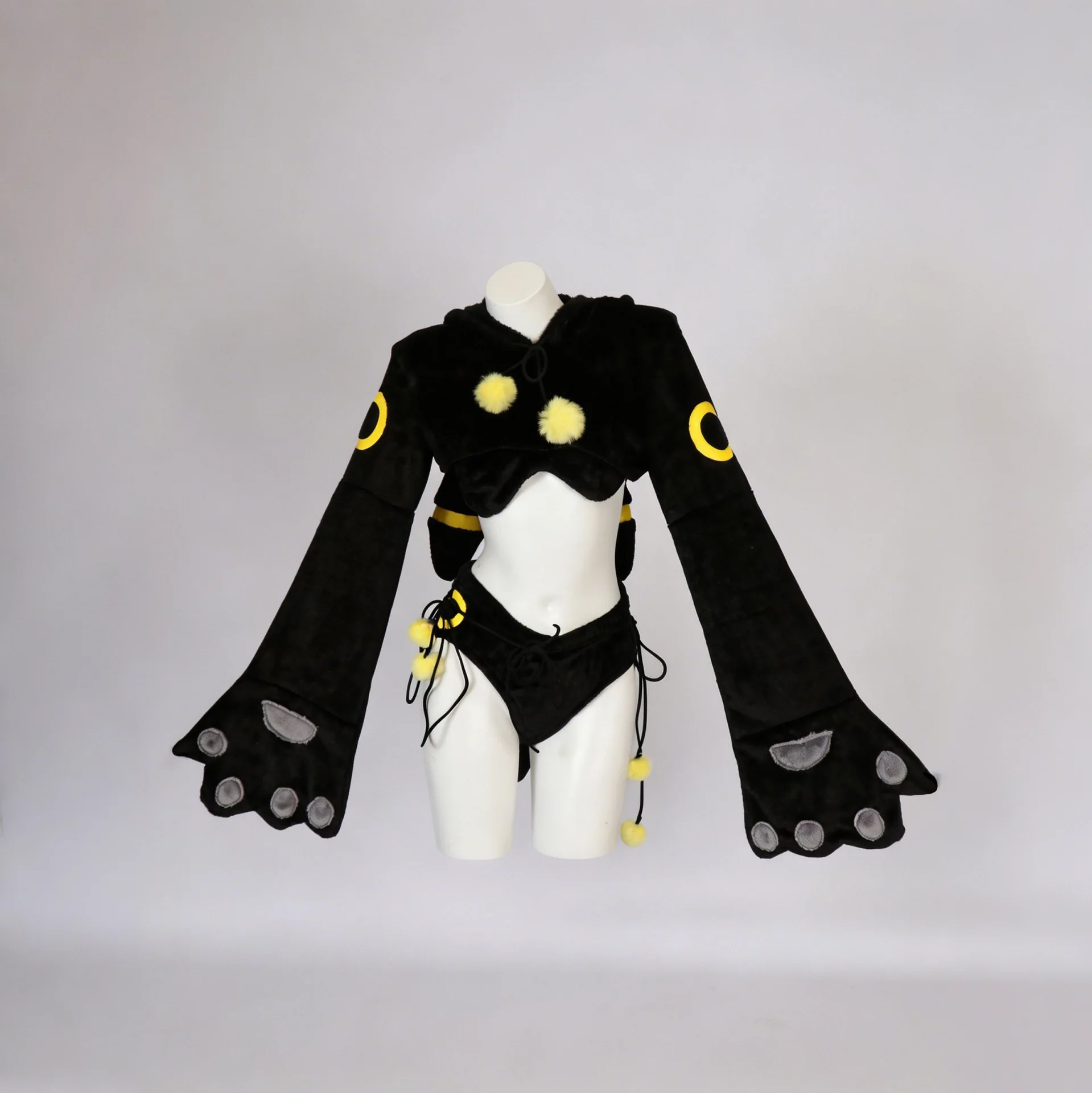 

Umbreon Cosplay Costume, Plush Coat Cute Lingerie Shorts Furry Full Set, Anime Halloween Party Outfit for Women