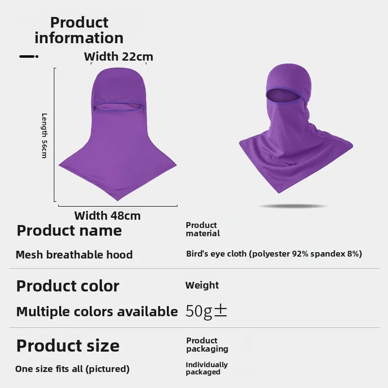 Balaclava Face Mask Adjustable Quick Dry Sun Protective Cycling Head Cover for Men and Women Sports