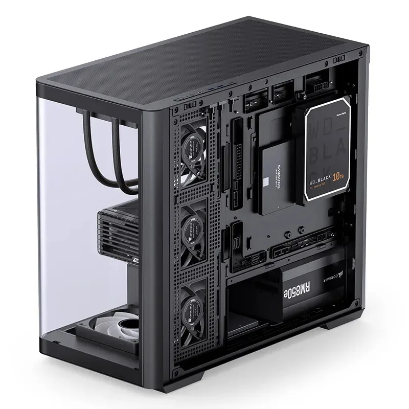 JONSBO D300 Desktop Host MATX Case Panoramic Curved Tempering Glass Side Transparency PC Game Chassis For 360 Water Cooler