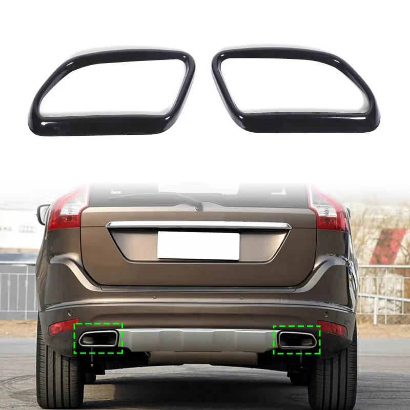 

2pcs Stainless Steel Tailpipe Trim Frame Exhaust Outlet Trim Cover Sticker For 2014 2015 2016 2017 Volvo XC60 Car Accessories