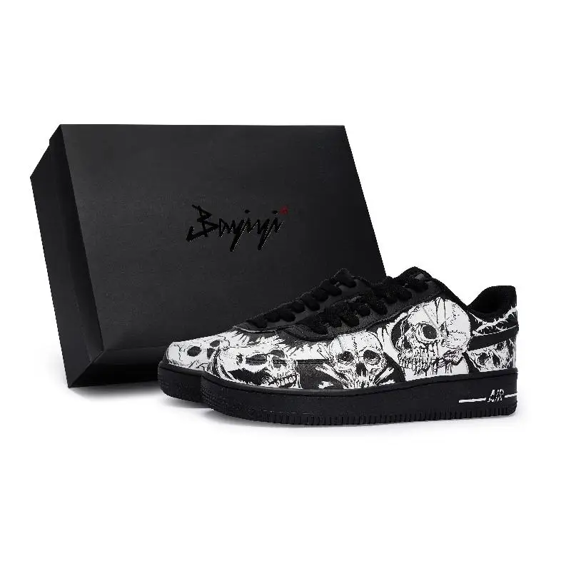 

[Невероятные мужские кроссовки Dark Ghost S-BOX] Nike Air Force 1 07, противоскользящие, износостойкие, с низким верхом, унисекс, черные, белые