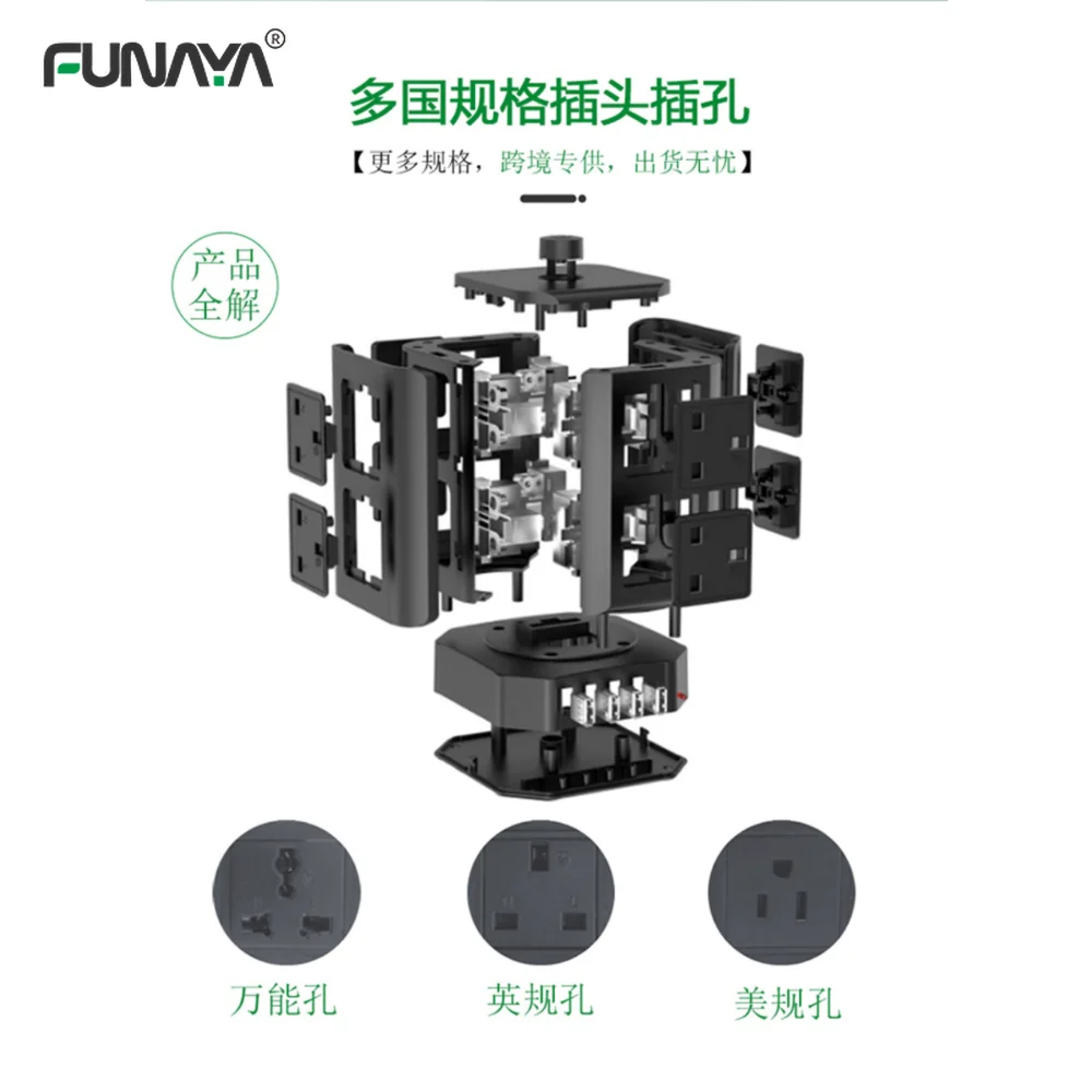 Imagem -06 - Tomadas de Tira de Torre Reino Unido e Eua Plug Soquetes Usb ac 110v 220v 10a 2500w Branco Soquete de Proteção contra Sobrecarga Inteligente Home Office