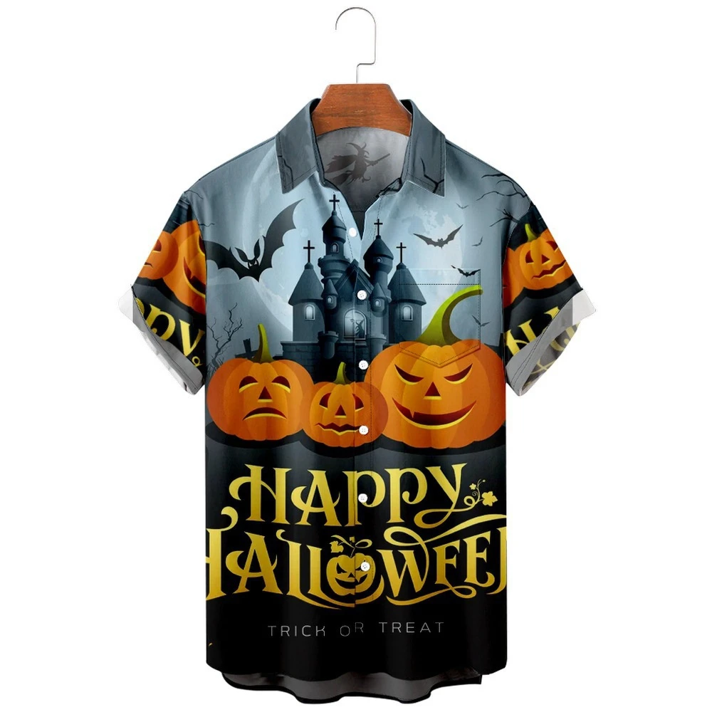 

Casual and fashionable Gothic Halloween men's shirt with skull and spider web embroidery formal shirt, suitable for costume part