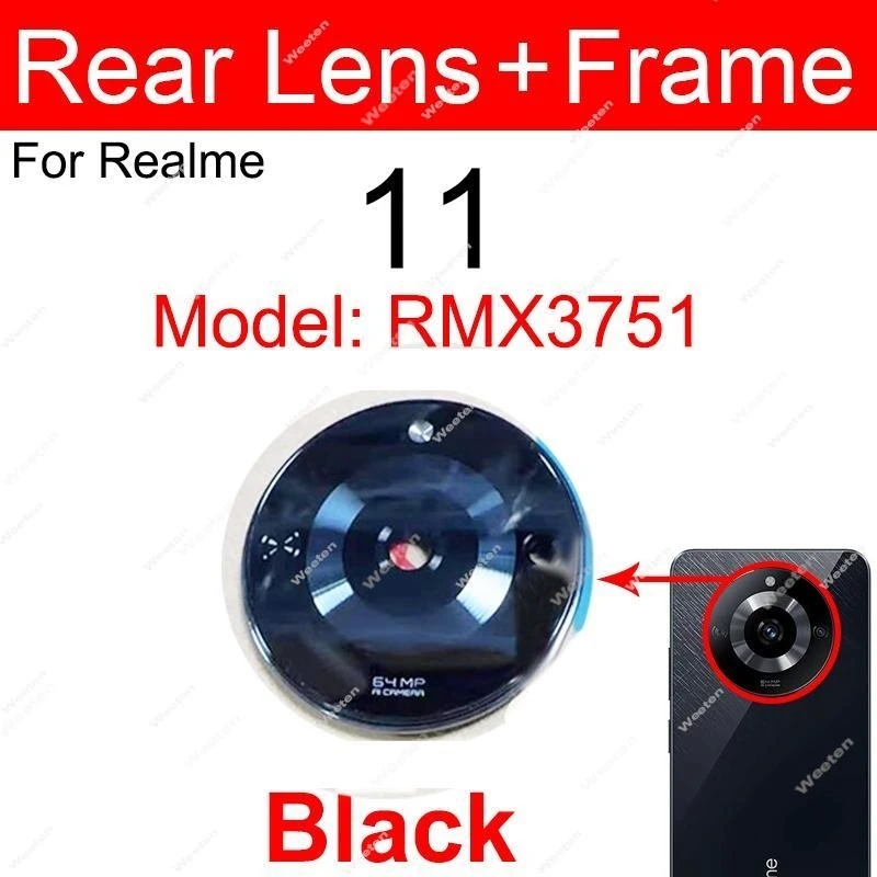 Back Rear Camera Glass Lens Frame with Adhesive Sticker Glue For Realme 11X 11 11 Pro Plus 12Lite 12 Lite 4G 5G Sticker Glue