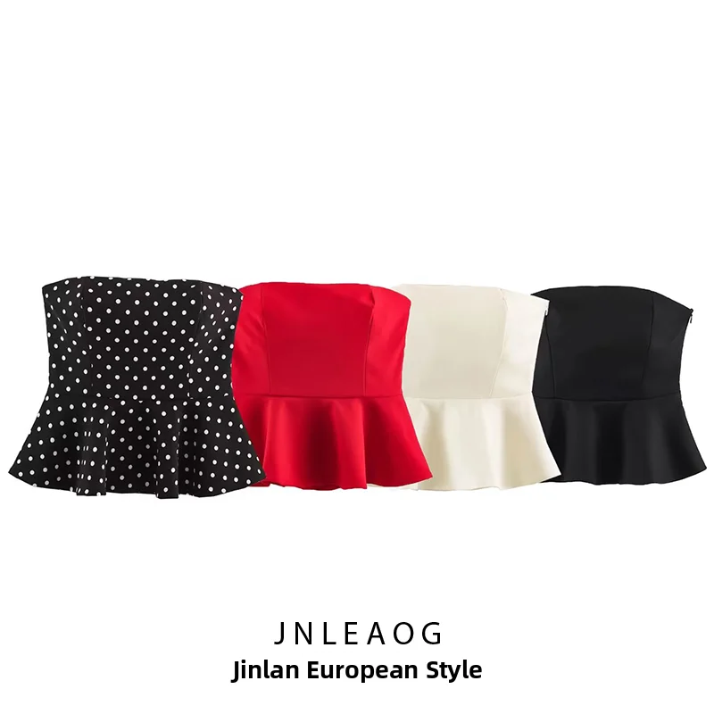 JNLEAOG Summer New Women's Fashion Versatile Nine Points Short Skirt Style Tube Top Polyester Fiber Casual Wear Outerwear