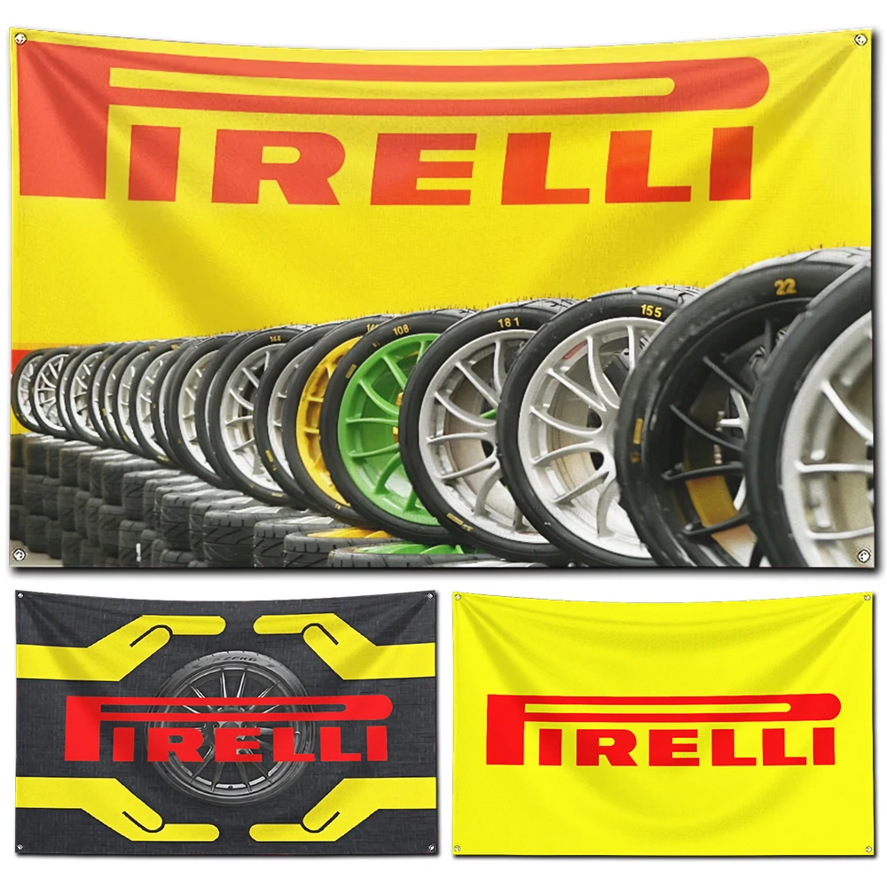 

60x90cm Pirellis Tyres Flag Polyester Digital Printing Banner for Garage Wall Art Out Door Decoration