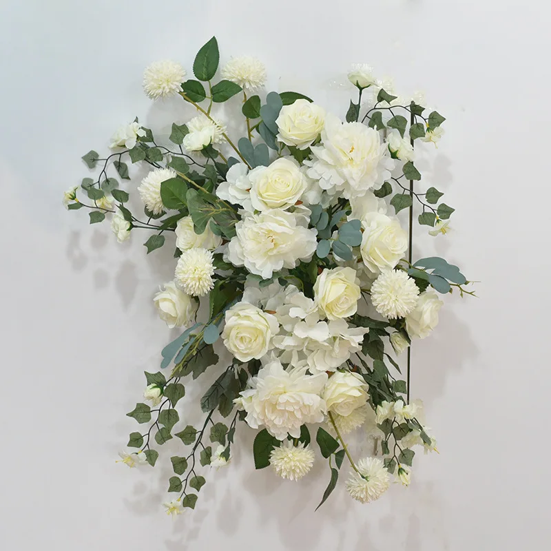 Im Freien weiße künstliche Blume Ball Hochzeit Hintergrund Anordnung Straße führende Blume Ball Wandbehang Blume Reihe Dekoration