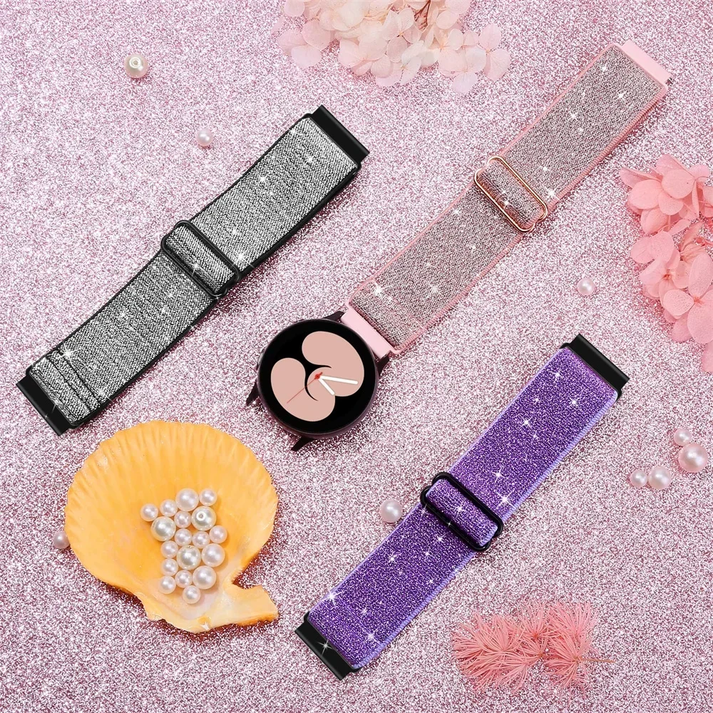 حزام لامع لساعة سامسونج جالاكسي 6/7/5/pro/4/كلاسيكي/أكتيف 2 20 مللي متر/22 مللي متر سوار فخر بوهيمي هواوي GT 4-3-2 شريط مرن #3