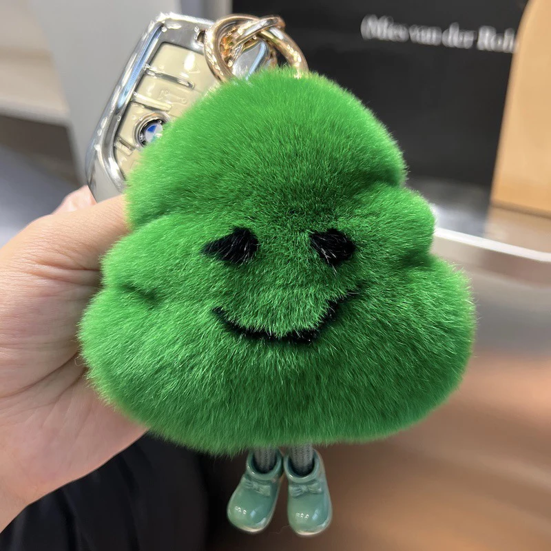 Bonito real lontra coelho pele árvore carro chaveiro pingente bola de pelúcia boneca saco pendurado decoração presente