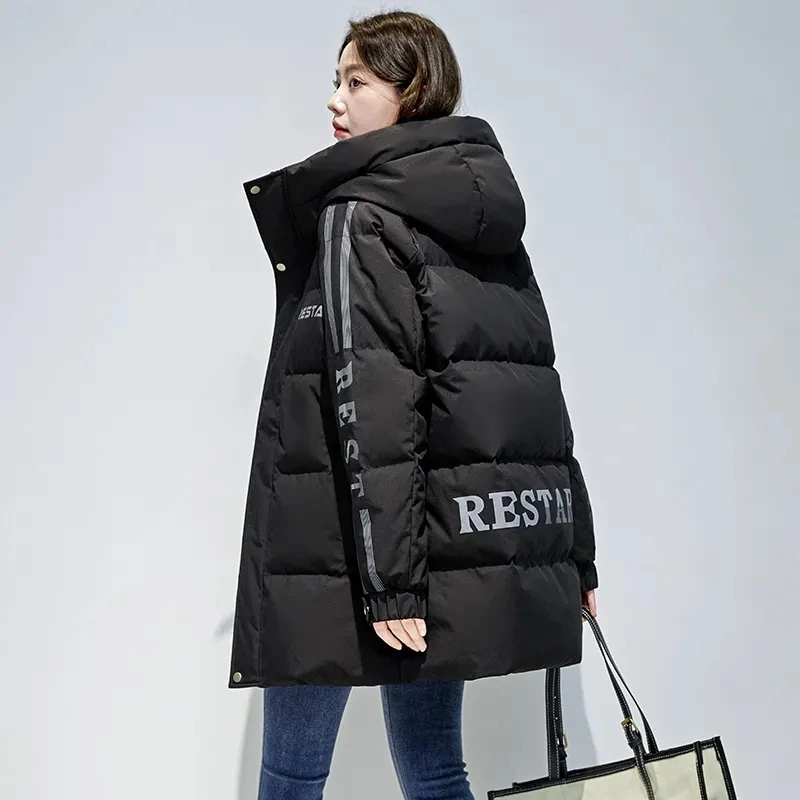 면 패딩 재킷 여성 롱 2025 겨울 신상 남성 다운 코트 여성 파카 한국 스타일 루즈핏 아우터 후드 따뜻한 겉옷 탑