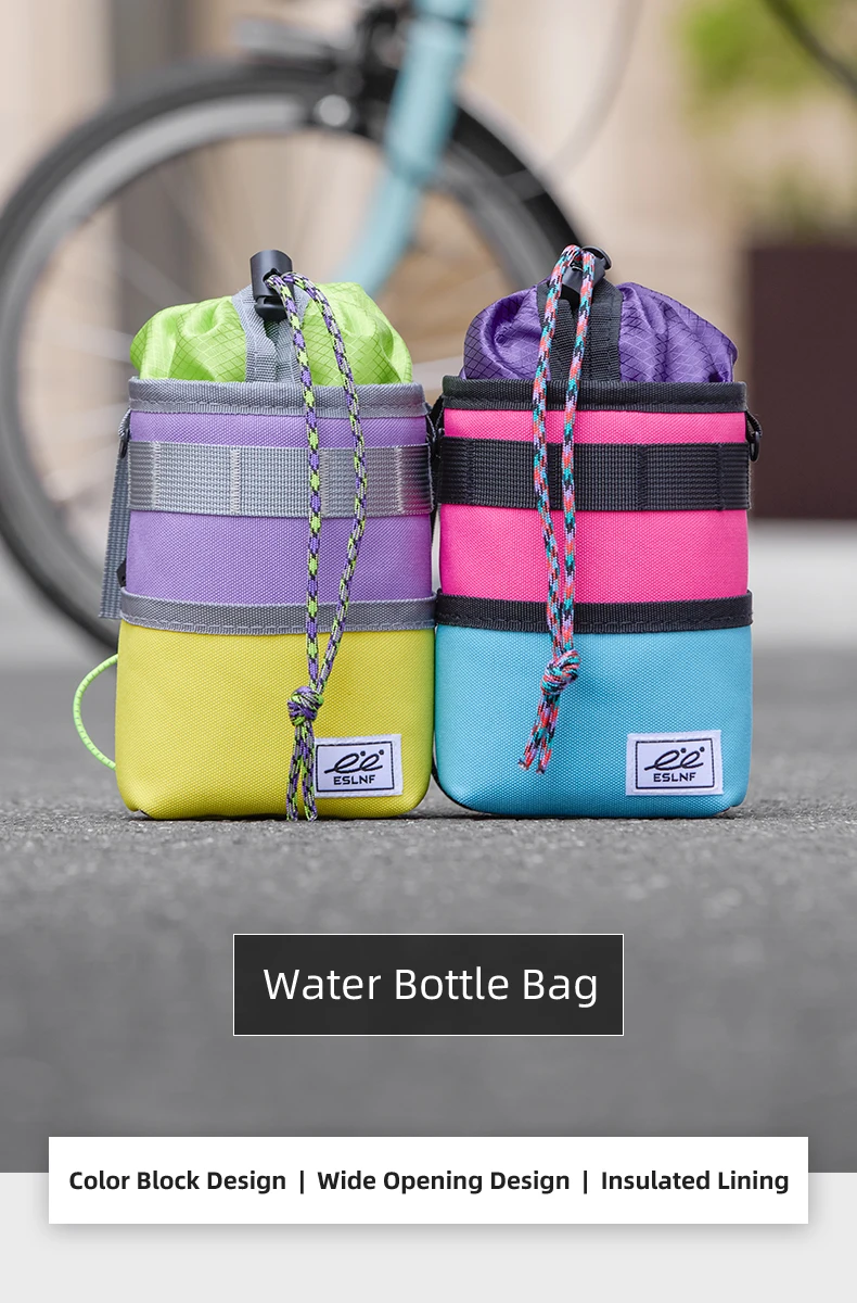 ESLNF Fahrrad-Wasserflaschentasche Fahrradtasche für MTB und Rennrad Patchwork Kontrastfarben Modische Freizeit-Wasserflaschentasche – Detail 3