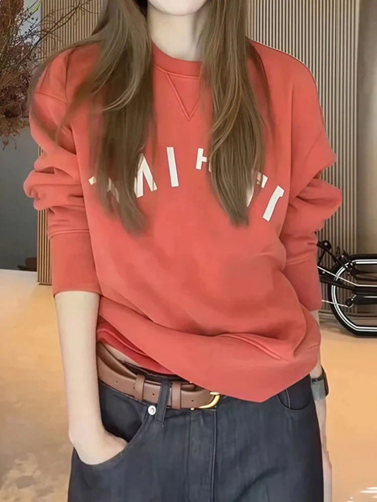 

Retro American Sle Hoodie Women's Spring Autumn Faionable Print Overhead Top Premium Feeling Youthful Trendy Upperwear