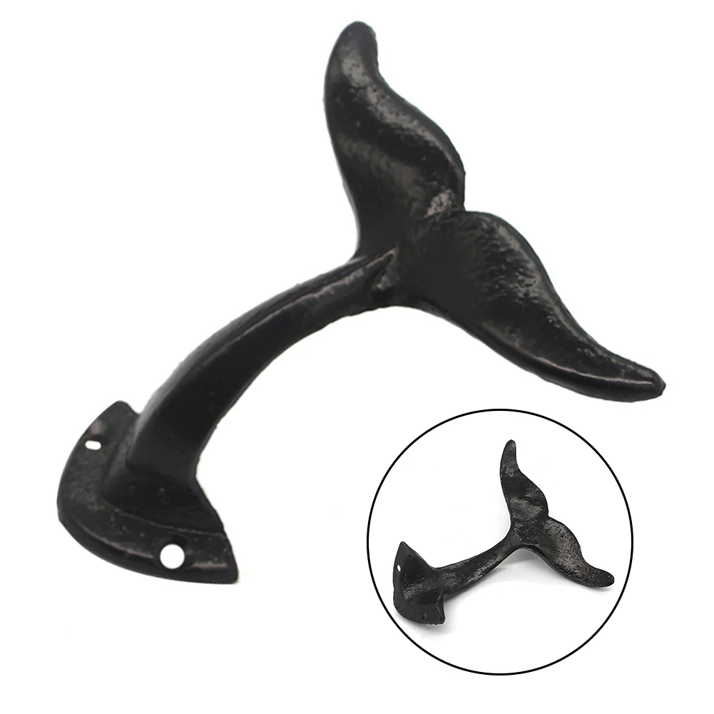 1pc Cast Iron Wall Hooks Whale Tail Hook Clothes Hook Key Holder For Towels Bathroom Metal Rack Hanger