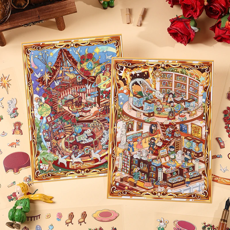Kawaii Picture frame fairy tale 3D Adventures in Wonderland Landscape Sticker  DIY Pocket Cabin Scene Christmas gifts