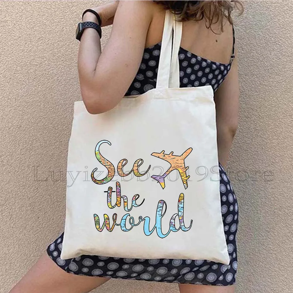 Weltreise ästhetische Sonnen untergang Ombre Flugzeug Fenster Szene Mode Frauen Shopper Einkaufstasche Einkaufstasche Leinwand Schulter Handtasche