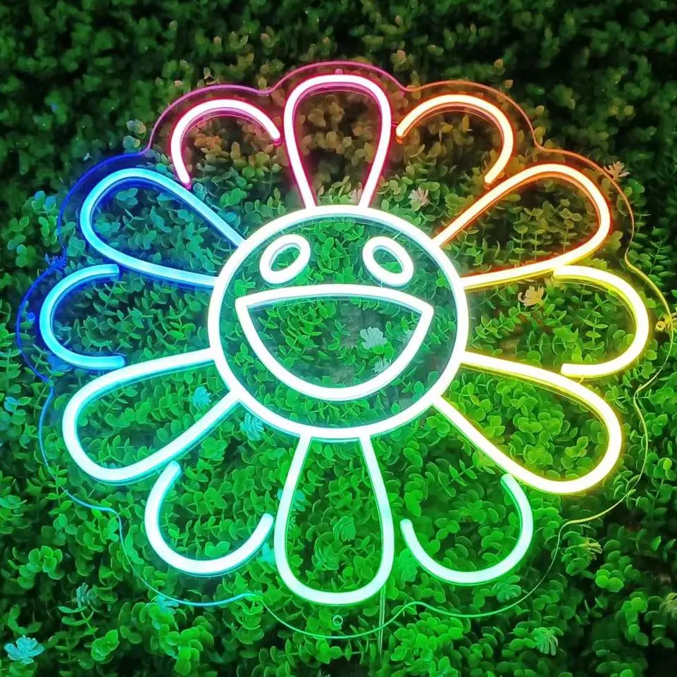 Sun Flower Neon Sign Flex Led Neon Light Sign Led Text Custom Party Wedding Led Neon Sign Home Room Decoration