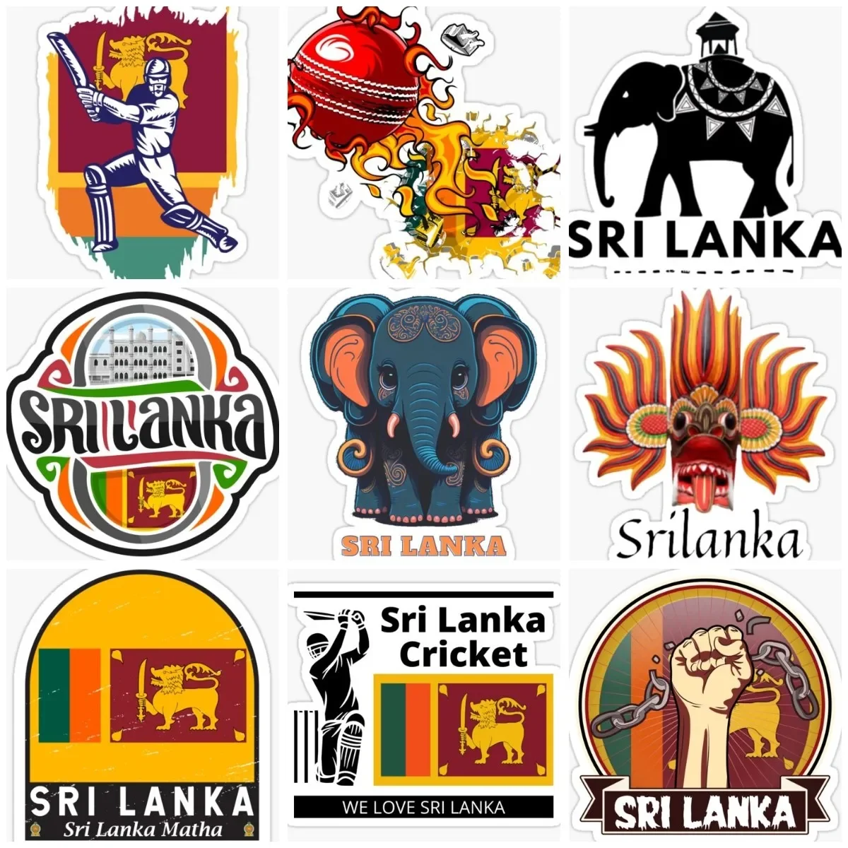

Sri Lanka Flag Elephant Lion Monkey Sticker Accessories Camper Motorcycle Laptop Car Window Truck Glass Bicycle Helmet PVC Decal