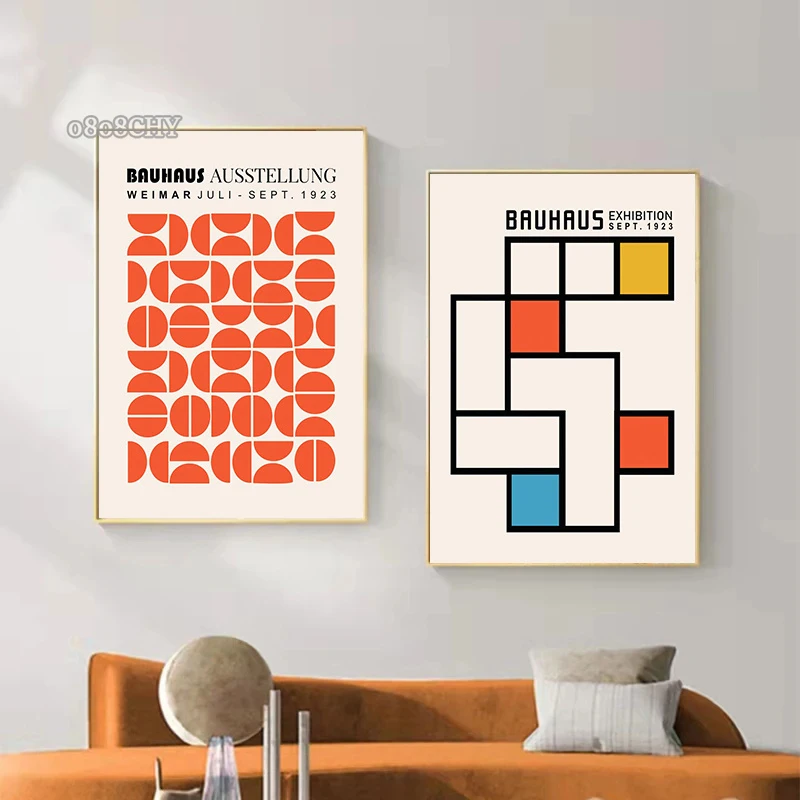 Bauhaus Art Home Wall Decoration Painting Bauhaus Style Yellow Black Orange Blue Geometry Canvas Poster Mural Cuadros Wall Art