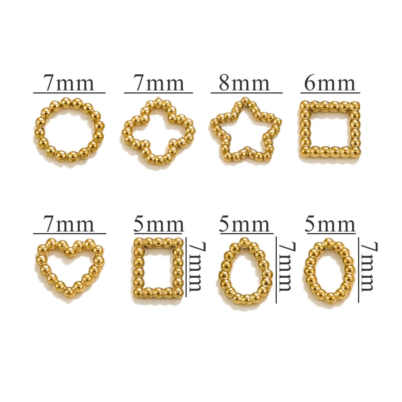 5pcs Stainless Steel Closed Soldered Jump Rings Gold Color Geometric Round Heart Star Charms For DIY Necklace Jewelry Findings