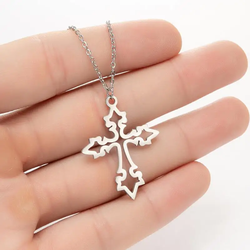 Vintage Cross Stainless Steel Necklaces For Women Free Shipping Chain Necklace Choker Desinger Charms Collares Para Mujer