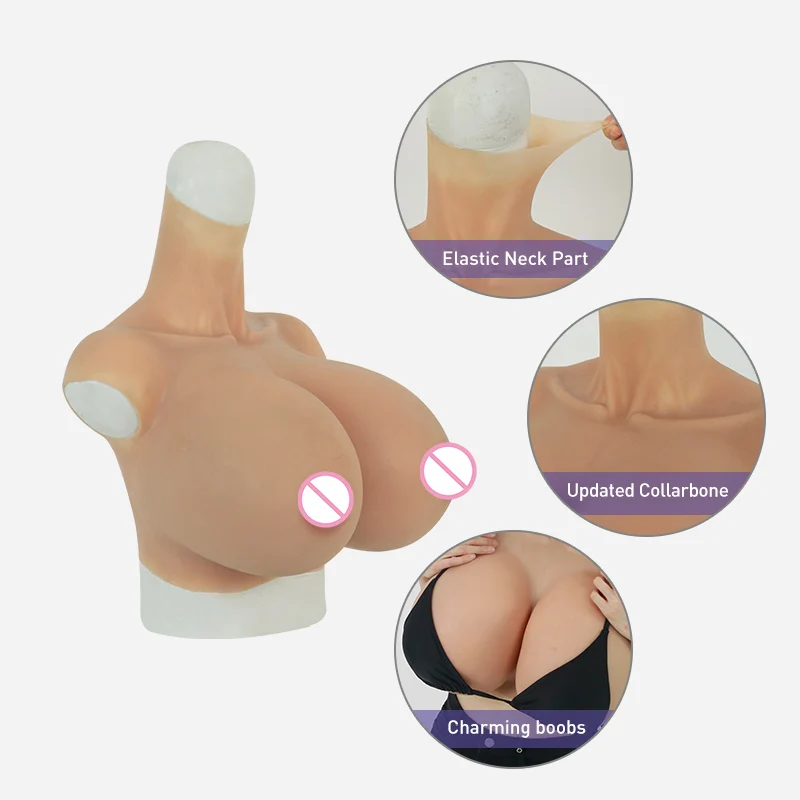 Roanyer Silicone Large S Cup Breast Forms for Drag Queen Costumes Crossdresser Bodysuit Realistic Fake Boobs Shemale Male to Fem