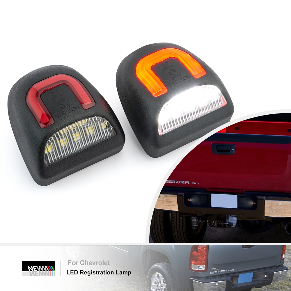 For Chevy Silverado Avalanche for GMC Sierra Red OLED Neon Tube LED License Plate Light Canbus Rear Tag Light Registration Lamp