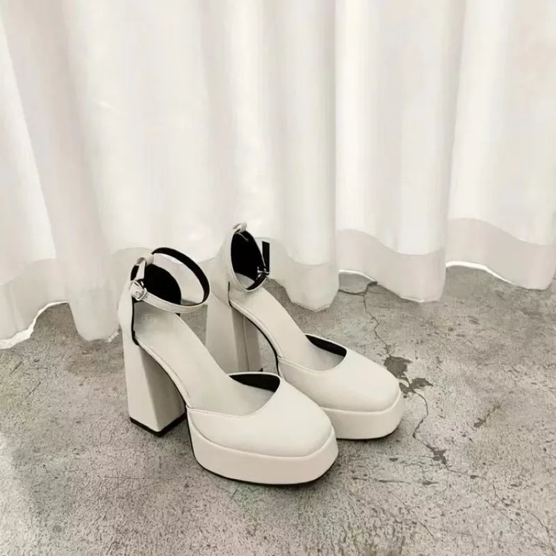 Womens summer new fashion square toe designer solid color square heel low top shoes 2024 daily shopping dress women high heels