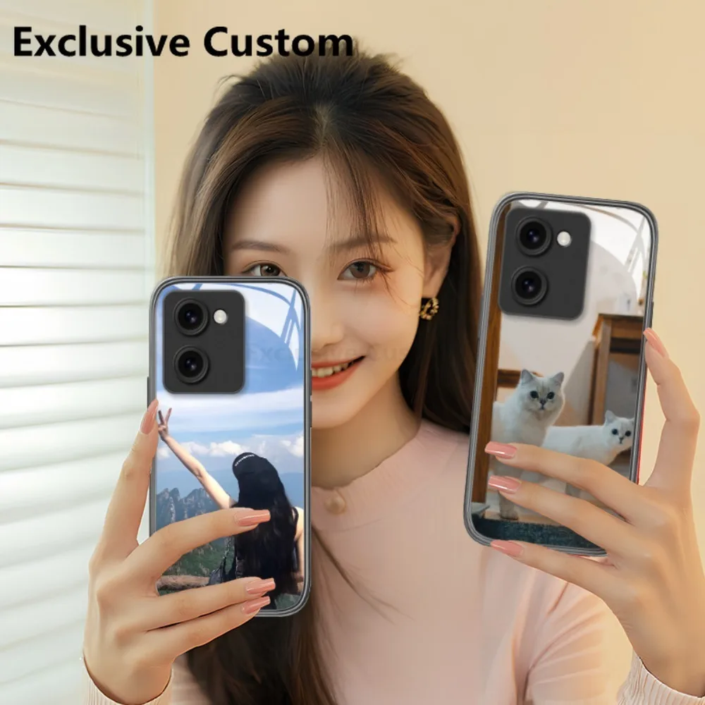 Exclusive Custom Personalized Glass Phone Case for VIVO V30 Y100 V29 Y78 Y76 5G Y17S V29E DIY Cover Customized Design Name Photo