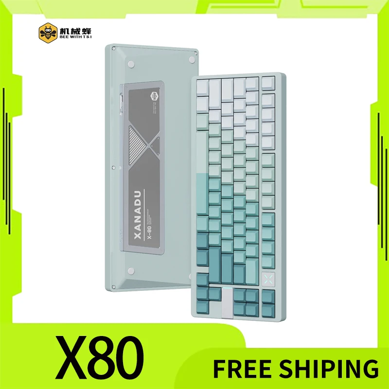 

Bee With T&I X80 Mechanical Keyboard Customized Aluminum Three Mode Hot Swap Pbt 83 Key Rgb Keyboard For Gamer Accessory Gifts