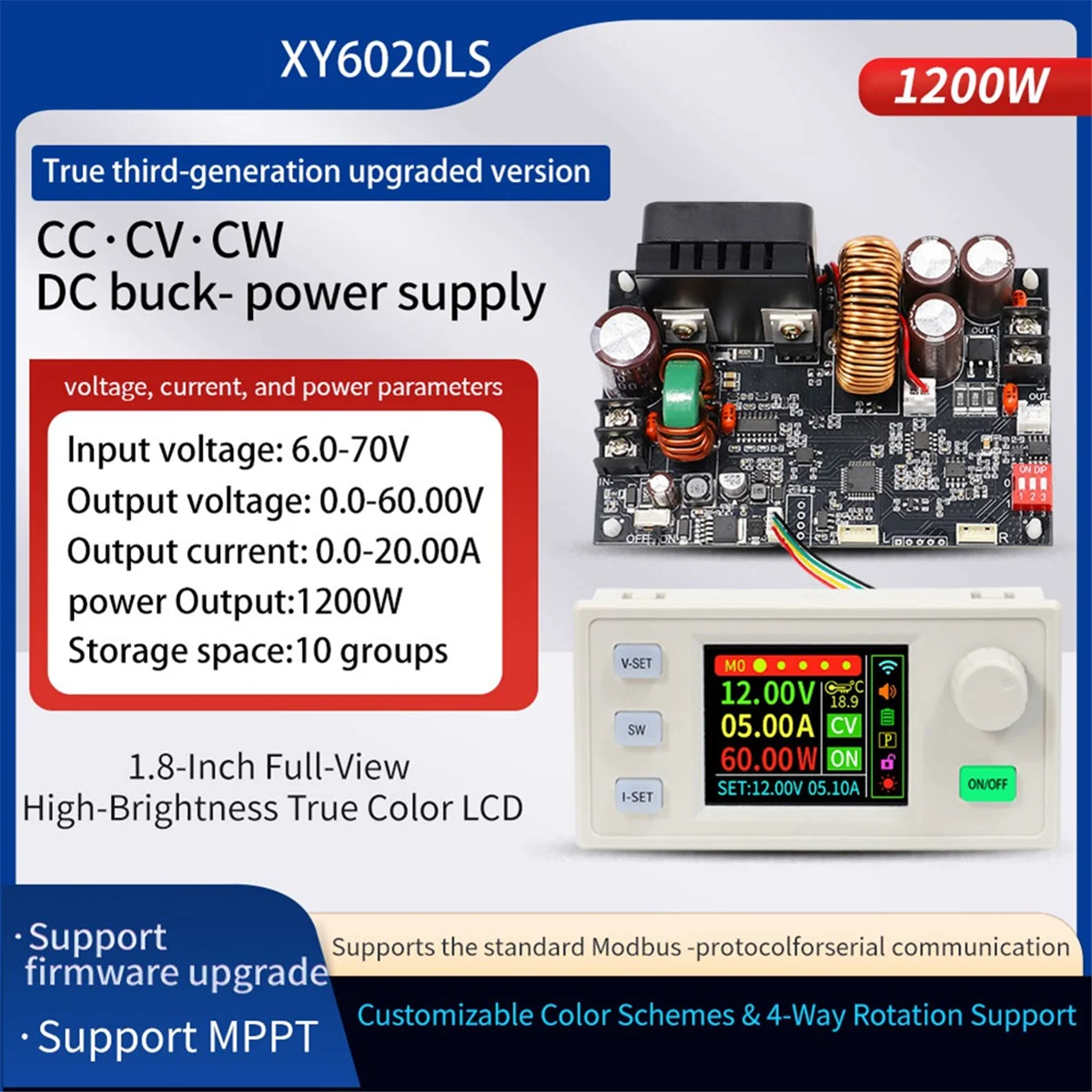 

NEW XY6020LS CNC DC Buck Boost Converter 20A 1200W Laboratory Power Regulator Constant Voltage and Current Charging Module