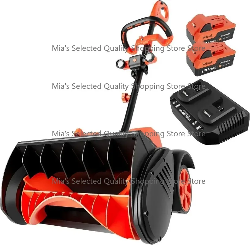 16-Inch 48V Cordless Snow Shovel with Wheels 4-Ah Brushless Snow Blower Battery Powered Directional Push Snow Plow