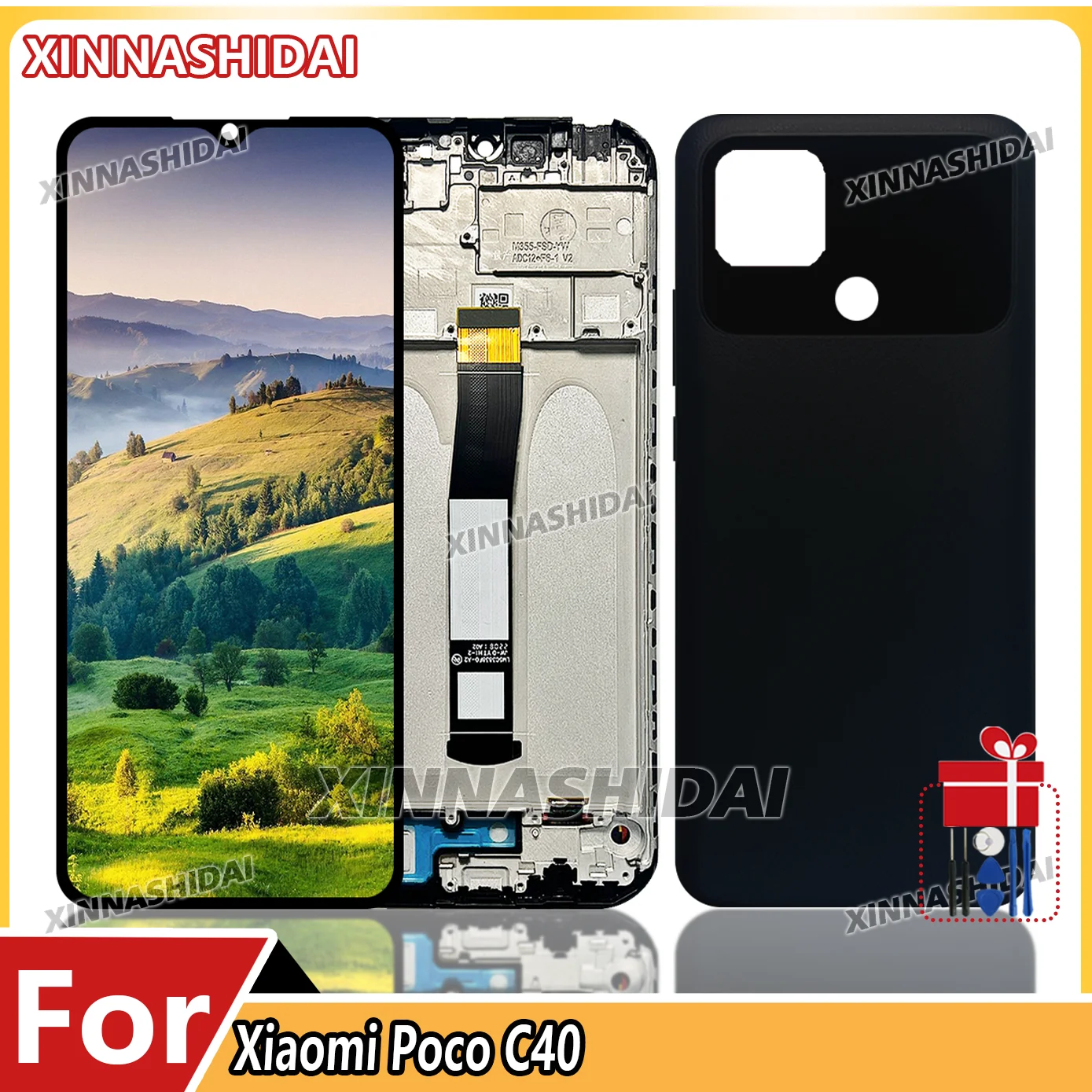 6.71 "Für Xiaomi Poco C40 LCD Display Touch Screen Rahmen und Batterie Abdeckung Für POCO C40 220333QPG LCD Digitizer montage