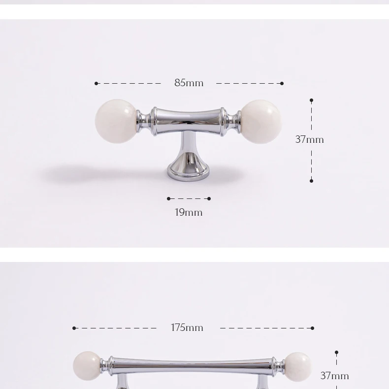Crystal style cabinet handle with chrome finished brass base — product image 27