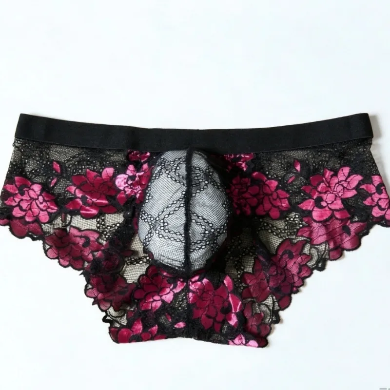 Man's Flower Lace Embroid High End Luxury Panty Briefs BF Gifts Harajuku