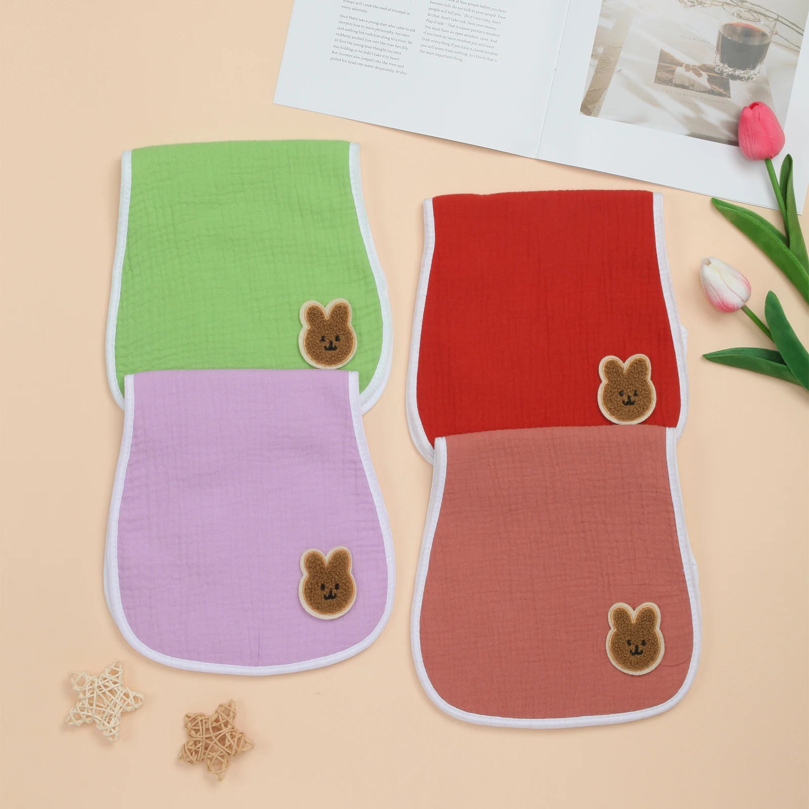 

Baby Burp Cloths - 4 Pack Soft Cotton Absorbent Milk Spit Up Rags - Burping Cloths for Newborn, Girls Boys