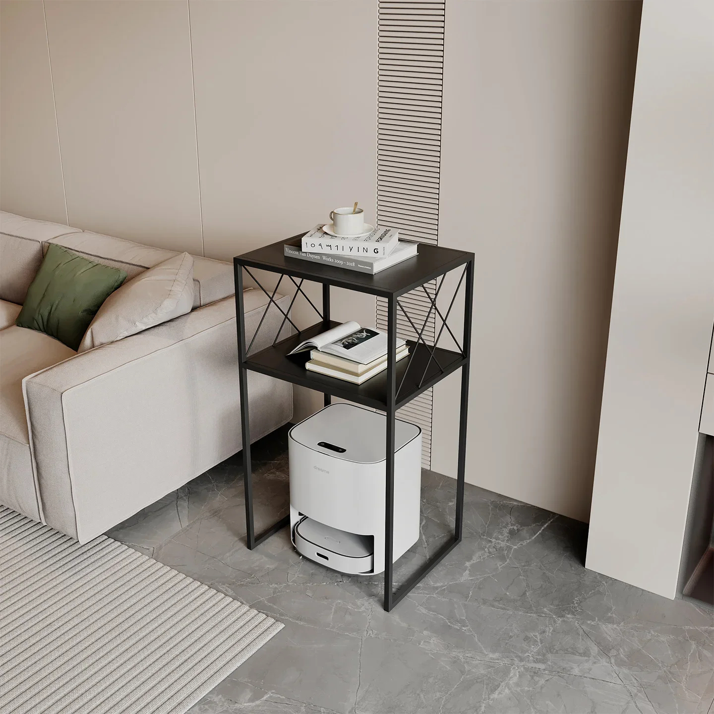 *Y& Nordic living room double-layer shelf simple flower rack sweeping robot above display rack sofa side printer shelf