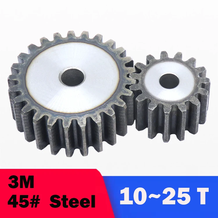 1Pcs Cylindrical Gear 3M-10/11/12/13/14/15/16/17/18/19/20/21/22/23/24/25 Teeth SC45# Carbon Steel Spur Gear Total Height 30mm