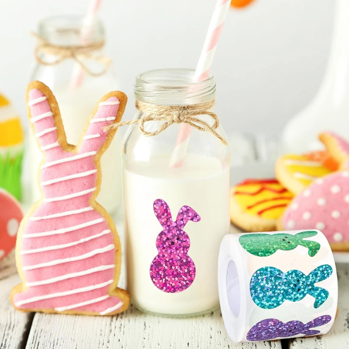 500pcs Happy Easter Stickers Cute Rabbit Stickers Gift Sealing Labels Baking Package DIY Wrapping Box Gift Bag Decor 3.8CM