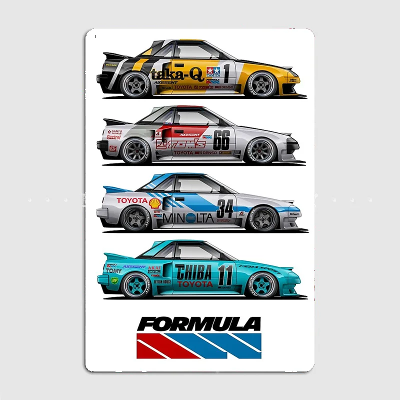 Fictional Formula AW Racing AW11 MR2 JDM Sports Car Rally Car Metal Poster indoor outdoor Home Bar Tin Sign Room Wall Decor