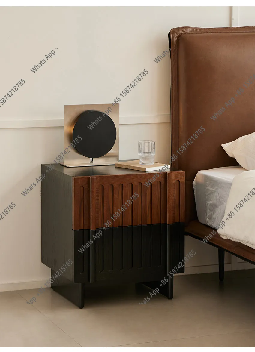 

bedside table medieval retro solid wood home bedroom light luxury premium bedside storage cabinet