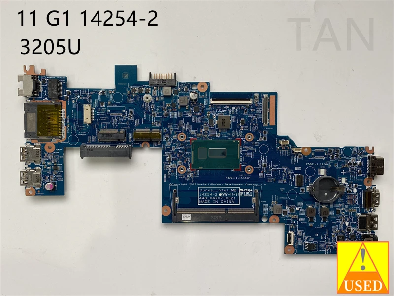 

For HP 11 G1 USED Laptop Motherboard 809873-501 14254-2 with SR215 3205U CPU Fully Tested to Work Perfectly