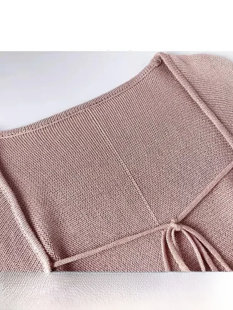 Blue Ice Silk Thin Shawl Women's Early Autumn Thin Sun Protection Knitted Open Cardigan Korean Style Slim Fit Long Sleeve Sho...