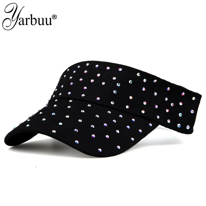 [YARBUU] Spring and Summer Unisex Sun Hats Solid Rhinestone Gorras Hat Sun Protection Casquette Hats Adjustable