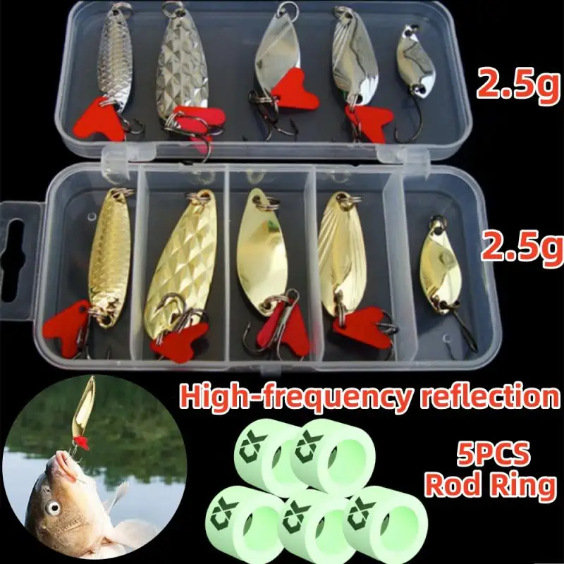 10PCS/Set Gold And Sliver Metal Jig Spoon Spinner Fishing Lure Wobbler Bait Set with Fishing Tackle Box Kit For Fishing