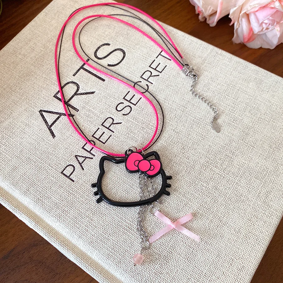 Kawaii HelloKitty мультяшные ожерелья аниме цепочки на ключицы шейные цепочки ожерелья свитера цепочки рождественские подарки для девочек друзей
