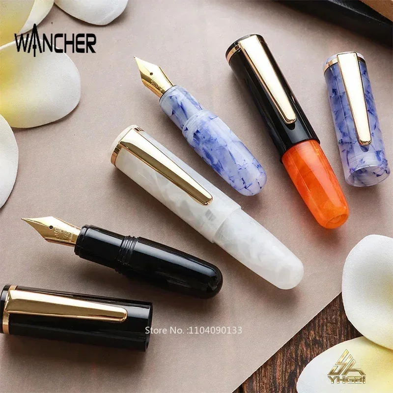 WANCHER Mini Portable Cute Acrylic Pocket Fountain Pen Iraurita Nib ink School Office Supplies Writing New Colorful Pen Body