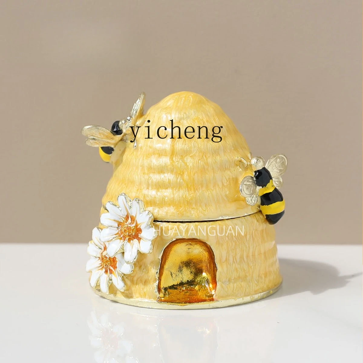 

LSL Honey Jar Jewelry Box Enamel Daisy Jewelry Box Necklace Jewelry Box